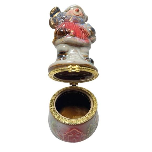 Snowman Trinket Box Porcelain - Picture 4 of 4